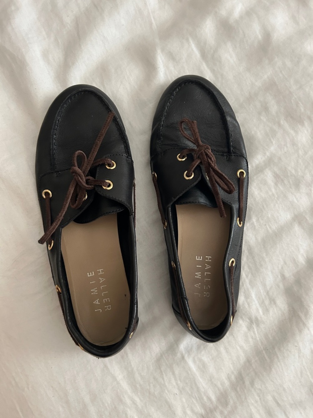 Jamie Haller Black Leather Boat Loafers 38 - Picture 3 of 9